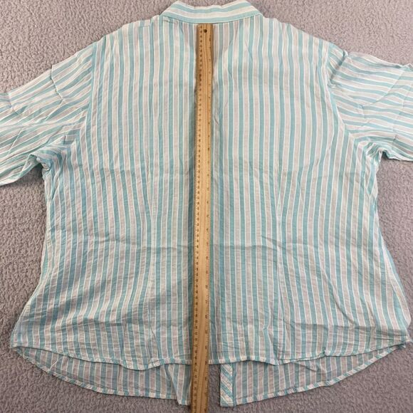 Izod Womens Button Down Shirt Striped 3/4 Cuffed Sleeves Size 2X - Picture 10 of 11